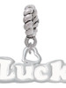 White ''Luck'' with Heart Rope Charm Bead Dangle