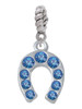 Blue Crystal Horseshoe Rope Charm Bead Dangle