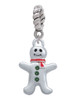 Gingerbread Man with Red Scarf and Green Buttons Rope Charm Bead Dangle