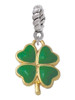Opaque Green Lucky Four Leaf Clover Rope Charm Bead Dangle