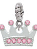 Crown with Light Pink Crystals Rope Charm Bead Dangle