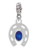 Horseshoe with Oval Blue Crystal Rope Charm Bead Dangle