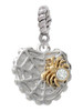 Spider Web Heart with Gold Tone Crystal Spider Rope Charm Bead Dangle
