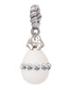 White Easter Egg with Clear Crystal Band Rope Charm Bead Dangle