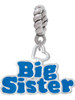 Royal Blue ''Big Sister'' with Heart Rope Charm Bead Dangle