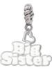 White ''Big Sister'' with Heart Rope Charm Bead Dangle