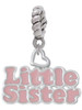 Pink ''Little Sister'' with Heart Rope Charm Bead Dangle