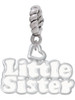 White ''Little Sister'' with Heart Rope Charm Bead Dangle