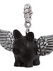 Black Flying Pig with Wings Rope Charm Bead Dangle