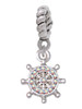 Mini AB Crystal Ship Wheel Rope Charm Bead Dangle