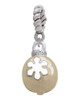 Gold Tone Ornament with White Snowflake Rope Charm Bead Dangle