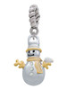 Snowman with Gold Tone Scarf and Crystal Buttons Rope Charm Bead Dangle
