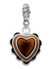 Brown Ruffle Heart Rope Charm Bead Dangle