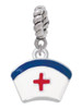 Enamel Nurse Hat - 2 Sided Rope Charm Bead Dangle
