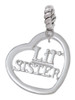 3/4'' Lil Sister Cutout Open Heart Rope Charm Bead Dangle