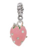 Large 3-D Pink Strawberry with Crystals Rope Charm Bead Dangle