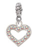 AB Crystal Open Heart Rope Charm Bead Dangle