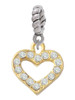 Gold Tone Crystal Open Heart Rope Charm Bead Dangle