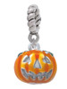Small Orange Jack O'Lantern with Stem Rope Charm Bead Dangle