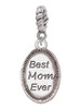 Best Mom Ever Oval Rope Charm Bead Dangle