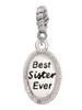 Best Sister Ever Oval Rope Charm Bead Dangle