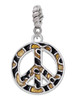 Large Brown Cheetah Print Peace Sign Rope Charm Bead Dangle