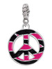 Large Hot Pink Tiger Print Peace Sign Rope Charm Bead Dangle