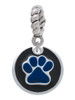 Royal Blue Paw on Black Disc Rope Charm Bead Dangle