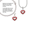 Open Heart with Red Crystal Border Rope Charm Bead Dangle