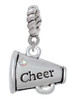 Cheer Megaphone with AB Crystal - 2 Sided Rope Charm Bead Dangle