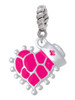 Hot Pink Giraffe Print Heart with Nurse Hat Rope Charm Bead Dangle