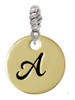 Large Gold Tone Disc Letter - A - 3/4'' Rope Charm Bead Dangle