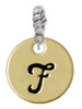 Large Gold Tone Disc Letter - F - 3/4'' Rope Charm Bead Dangle