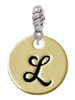 Large Gold Tone Disc Letter - L - 3/4'' Rope Charm Bead Dangle