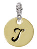 Large Gold Tone Disc Letter - T - 3/4'' Rope Charm Bead Dangle