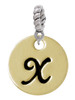 Large Gold Tone Disc Letter - X - 3/4'' Rope Charm Bead Dangle