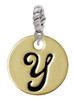 Large Gold Tone Disc Letter - Y - 3/4'' Rope Charm Bead Dangle
