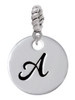 Large Script Letter - A - 3/4'' Disc - Rope Charm Bead Dangle