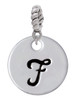 Large Script Letter - F - 3/4'' Disc - Rope Charm Bead Dangle