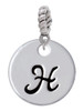 Large Script Letter - H - 3/4'' Disc - Rope Charm Bead Dangle