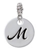 Large Script Letter - M - 3/4'' Disc - Rope Charm Bead Dangle