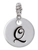 Large Script Letter - Q - 3/4'' Disc - Rope Charm Bead Dangle