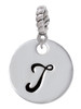 Large Script Letter - T - 3/4'' Disc - Rope Charm Bead Dangle