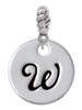 Large Script Letter - W - 3/4'' Disc - Rope Charm Bead Dangle