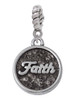 Antiqued Round Seal - Faith Rope Charm Bead Dangle