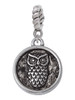 Antiqued Round Seal - Owl Rope Charm Bead Dangle