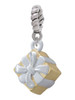 3-D Gold Tone Present with Crystal Rope Charm Bead Dangle