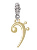 Bass Gold Tone Clef Rope Charm Bead Dangle