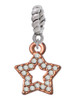 Open Rose Gold Tone Star with Clear Crystals Rope Charm Bead Dangle