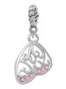 Open Pink Crystal Butterfly Wing Rope Charm Bead Dangle